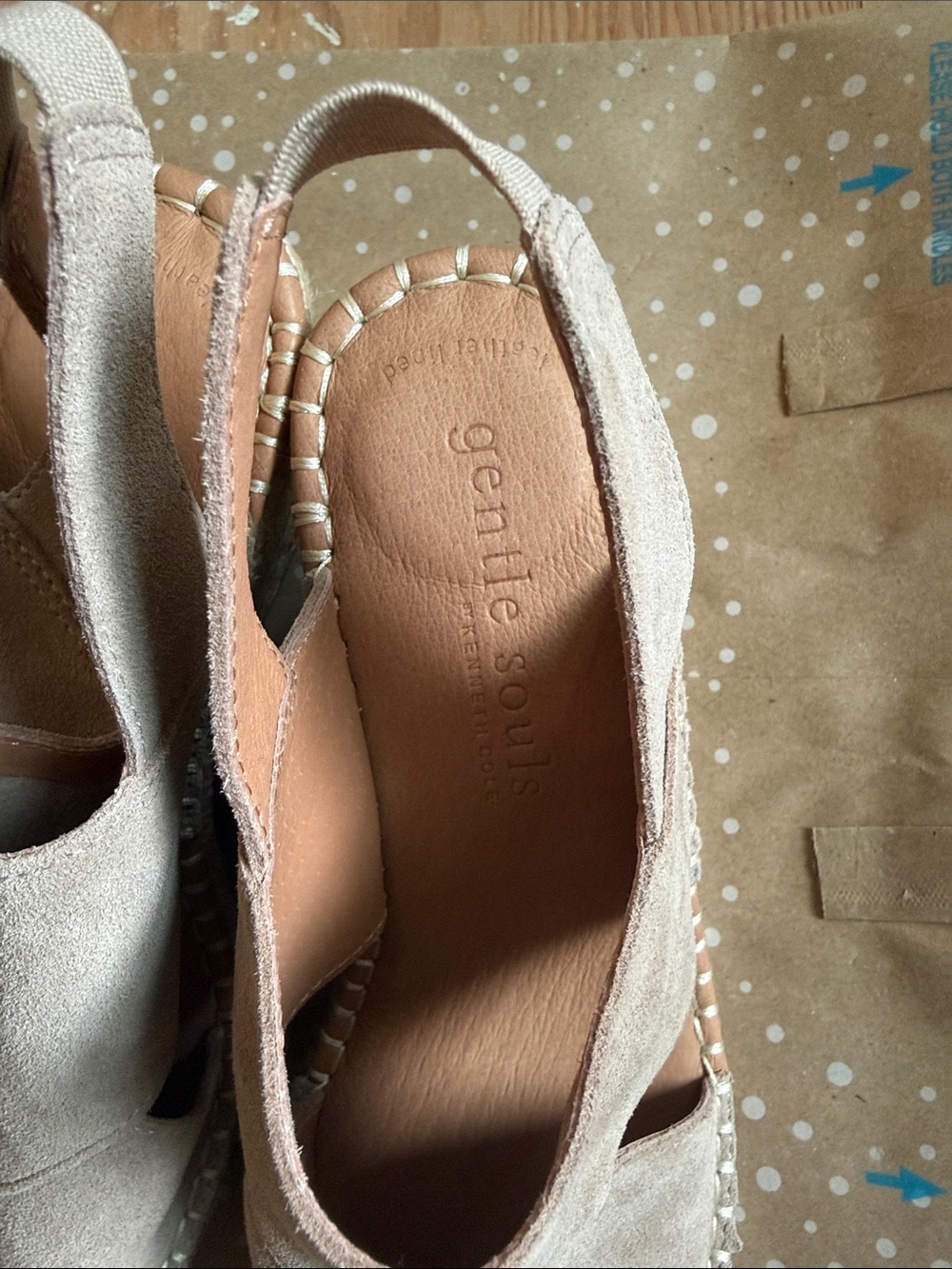 gentle souls light beige suede slingback sandals - Picture 7 of 7